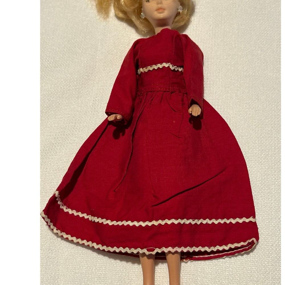 Vtg Doll Dress Red Victorian Style Fits Tressy Dolls Doll not included Homemade